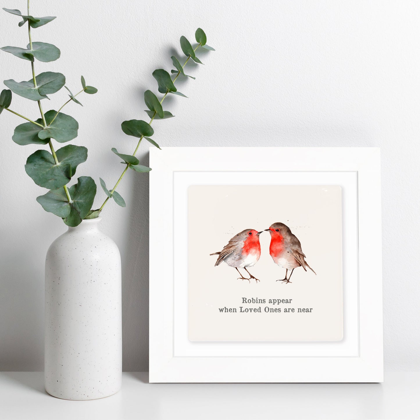 Hand Finished Ceramic Framed Tile Print - Robins Appear Design - Home Decor - Gifts for Her
