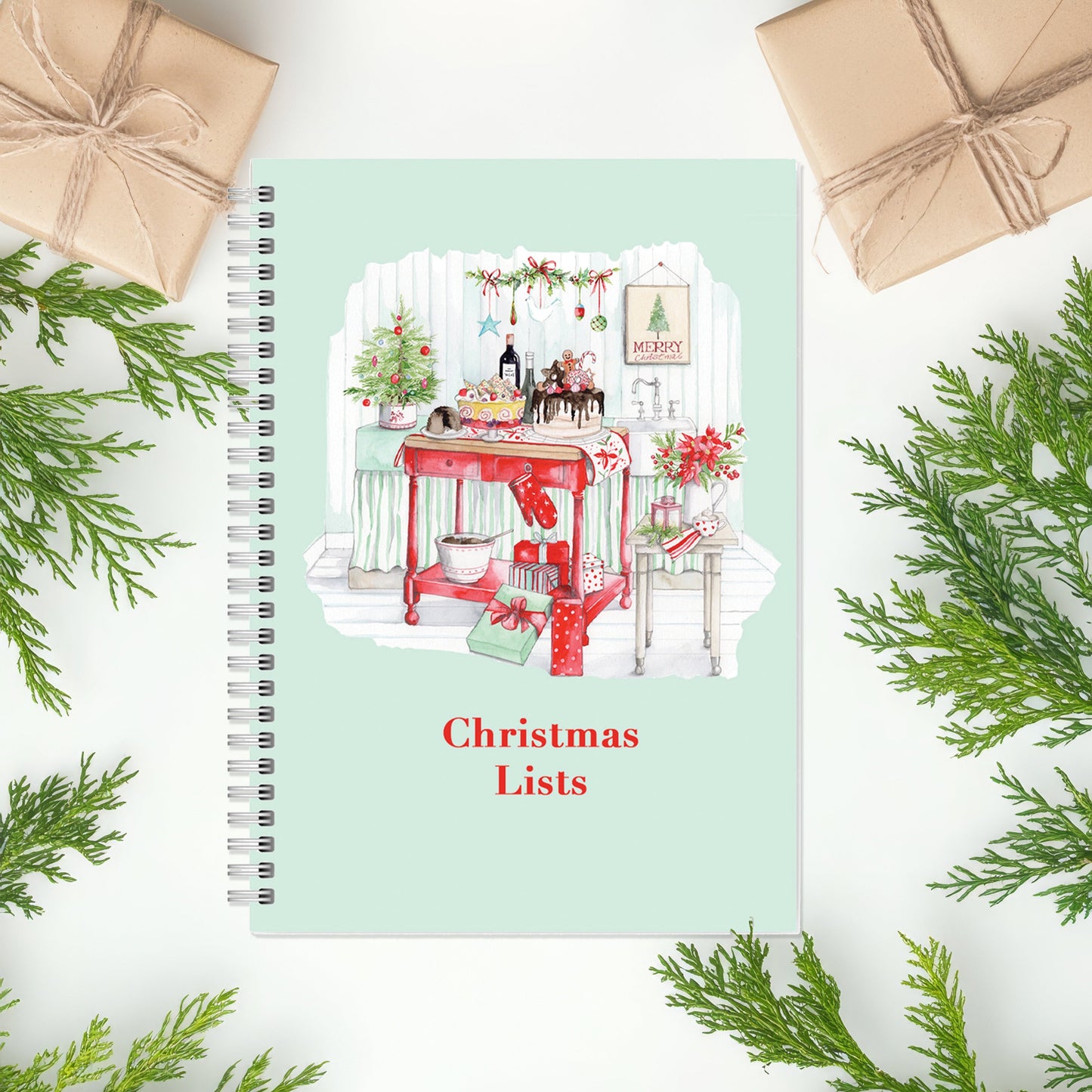 Christmas Baking Wire Bound Notebook - Festive Holiday Design