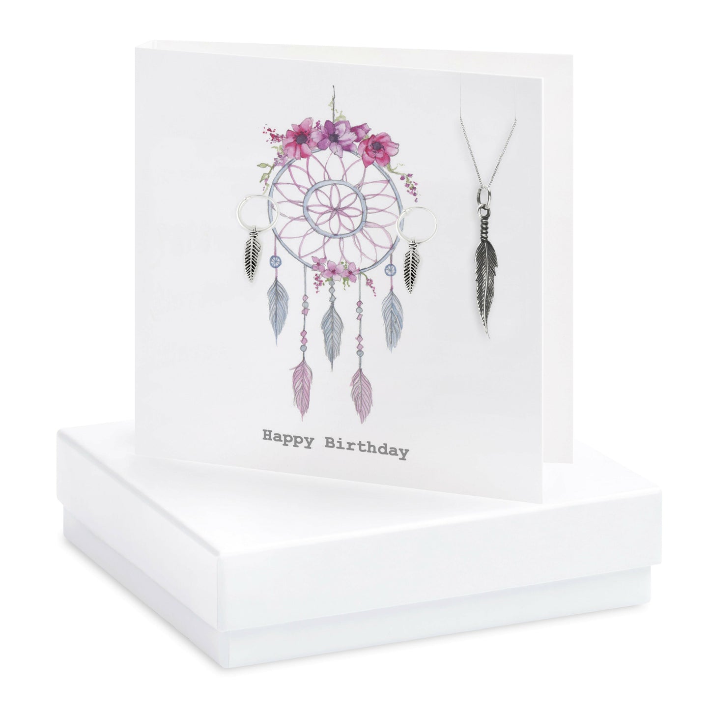 Boxed Dreamcatcher Birthday Necklace and Earring Card Jewelry Sets Crumble and Core   