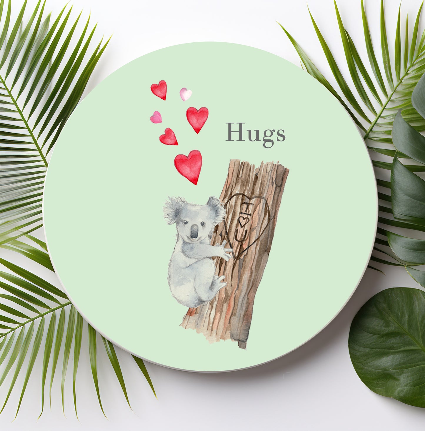 Koala Hugs Ceramic Coaster - Cute Animal Drink Coaster for Home Decor - Gift for Him and Her