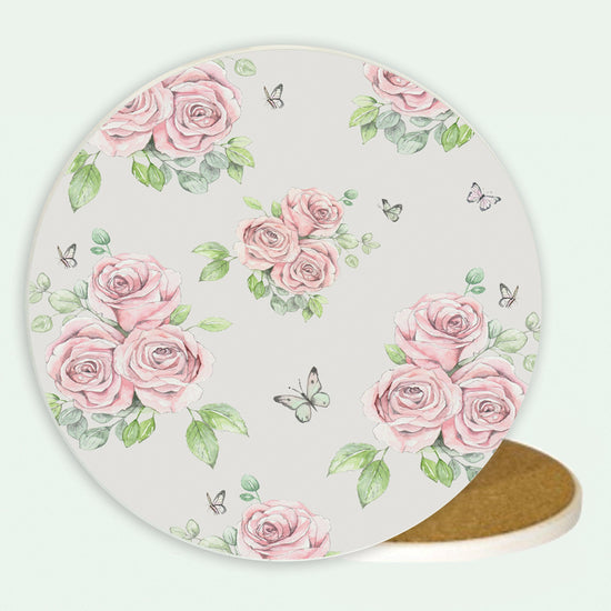 Ceramic Coaster - Pink Rose Coasters Crumble and Core   