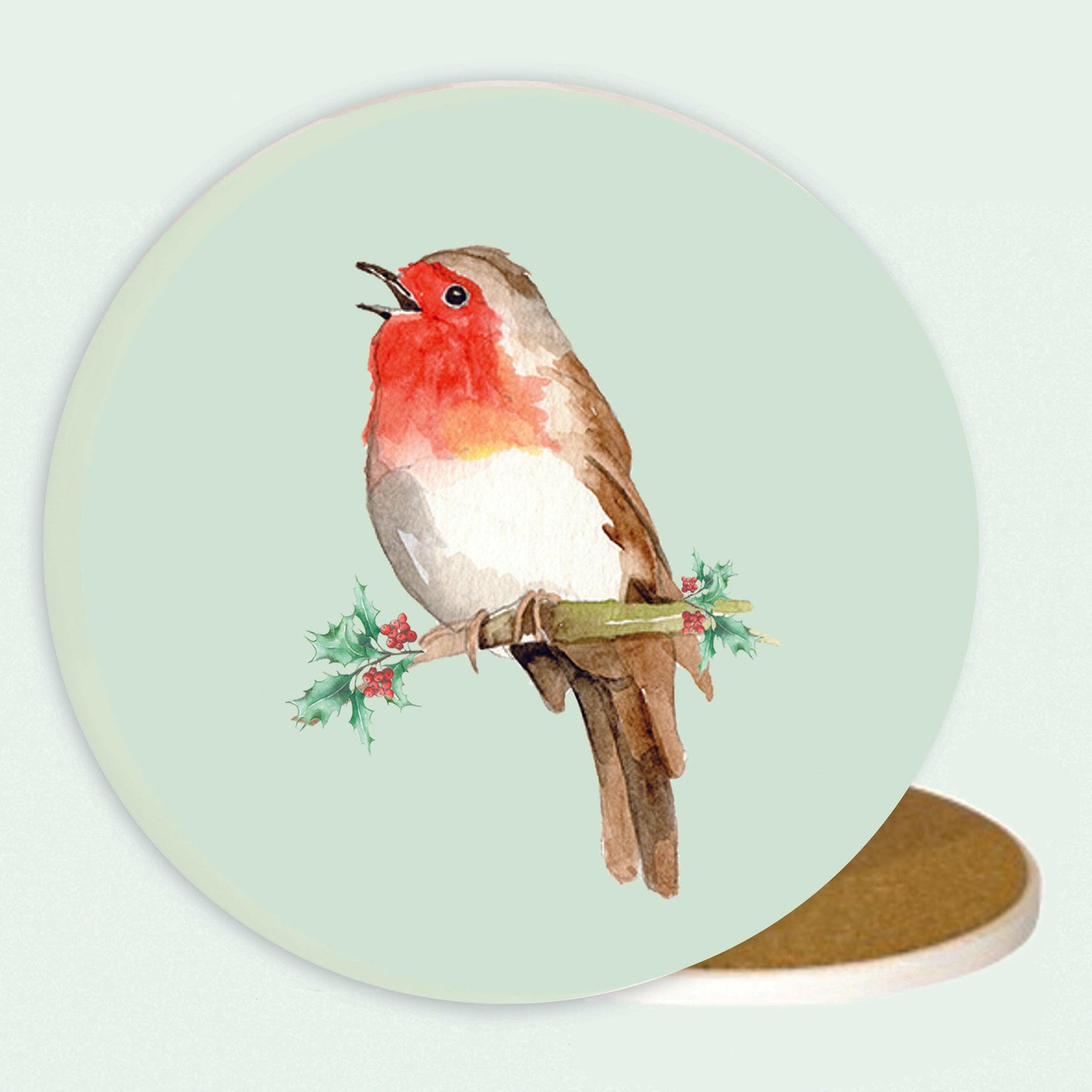 Ceramic Coaster - Christmas Robin Coasters Crumble and Core   