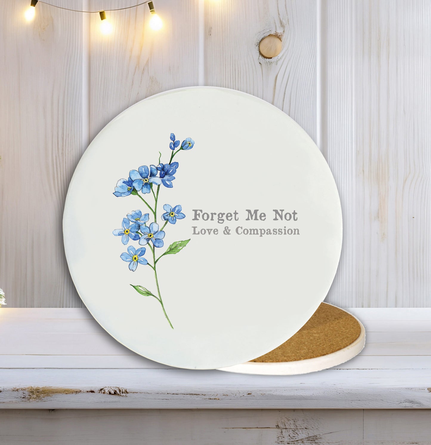 Ceramic Coaster - Flowers Forget Me Not