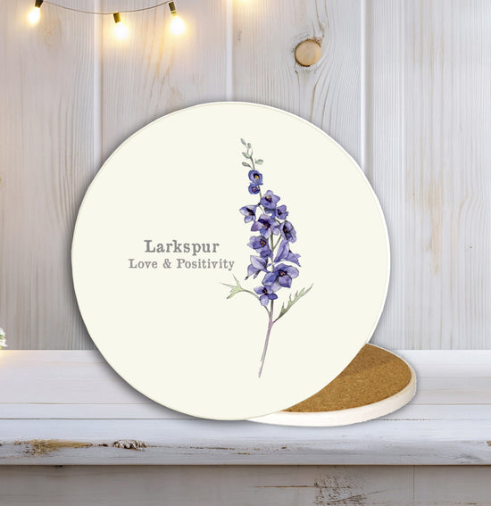 Ceramic Coaster - Flowers Larkspur