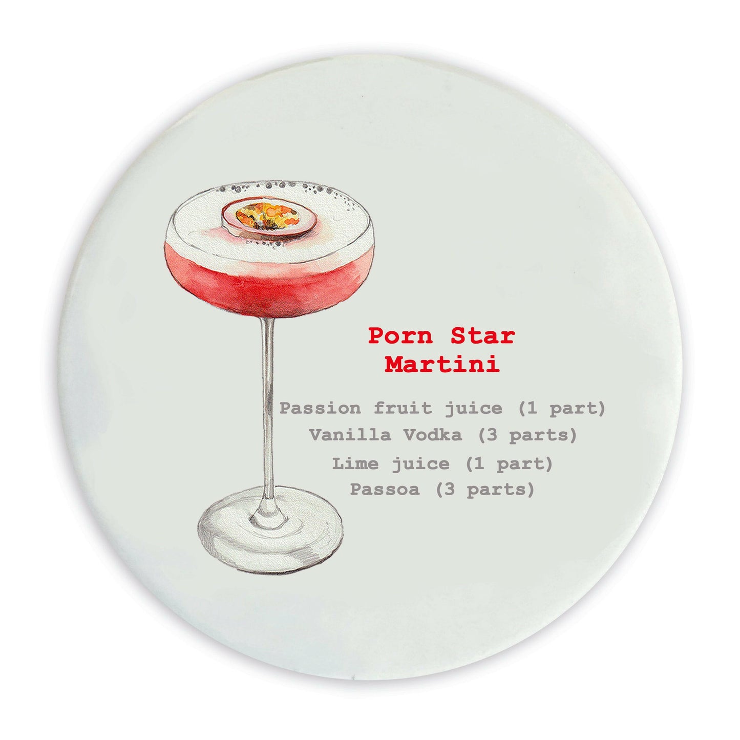 Ceramic Coaster - Cocktail Recipes Pornstar Martini Coasters Crumble and Core   