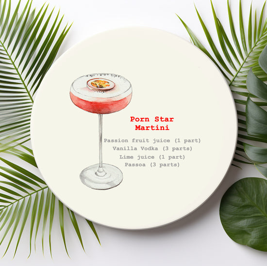 Ceramic Coaster - Cocktail Recipes Pornstar Martini