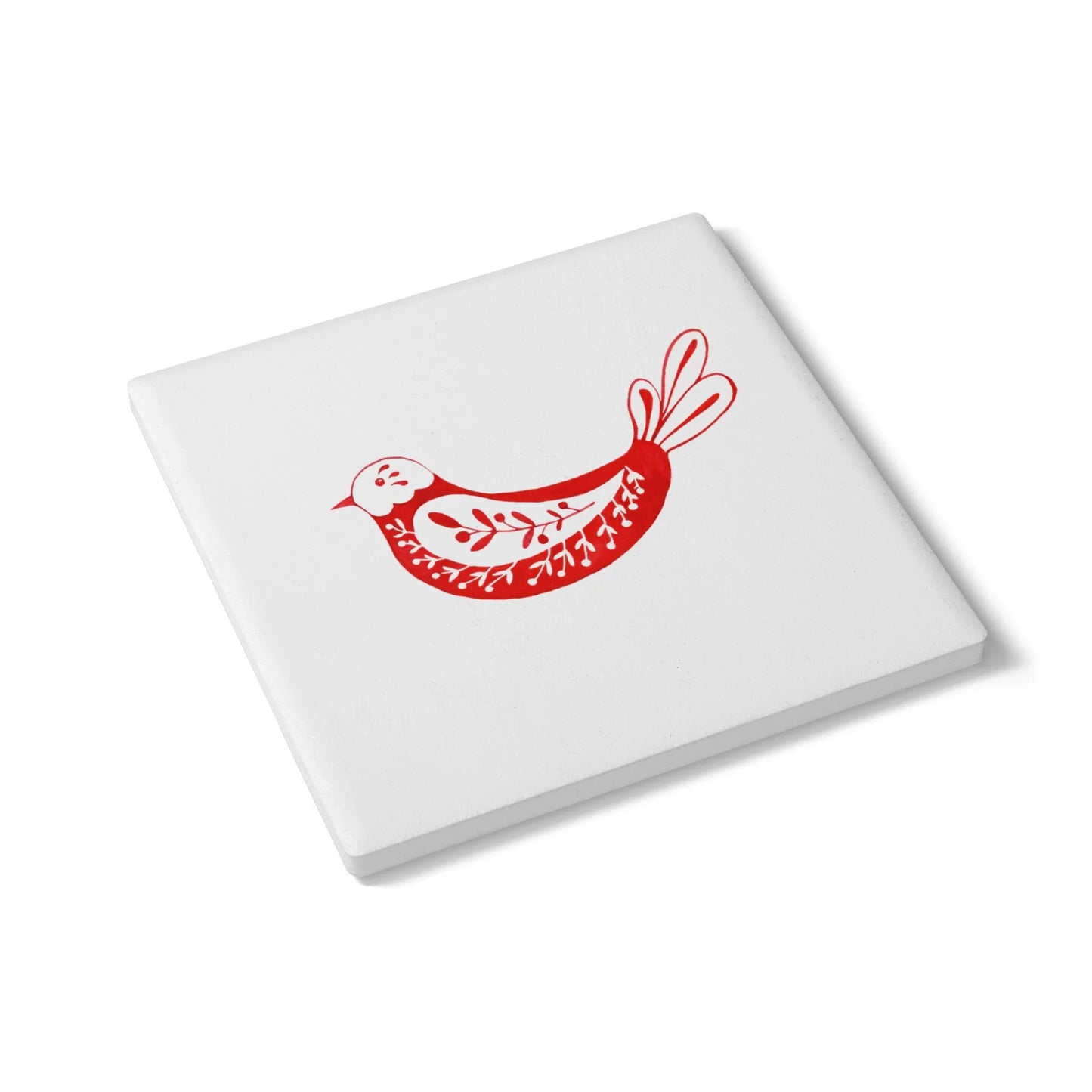 Ceramic Coaster Square - Christmas Nordic Bird - Crumble and Core