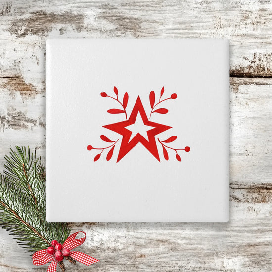 Ceramic Coaster Square - Christmas Nordic Star - Crumble and Core