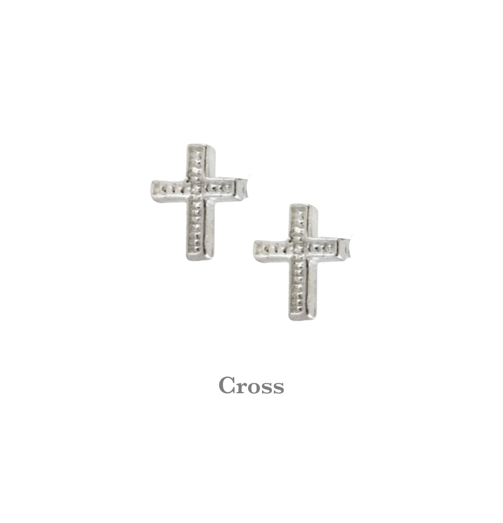 Stylish Boxed Sterling Silver Cross Stud Earrings on Card - Perfect for Gifting