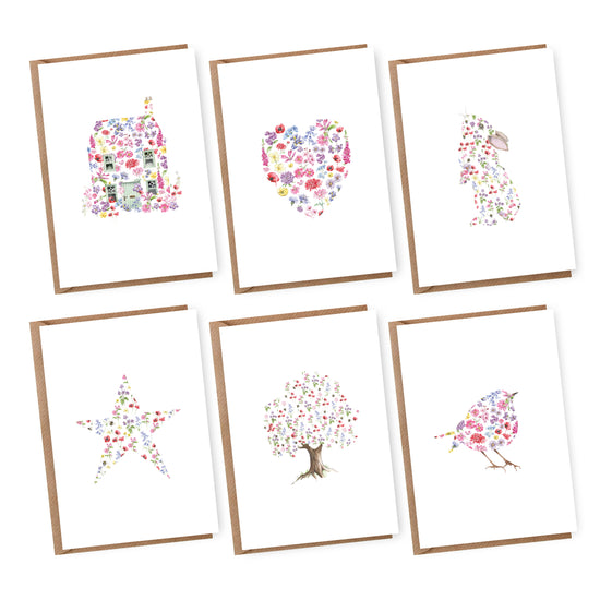 Boxed 'Floral Cut Out' pack of assorted A6 cards