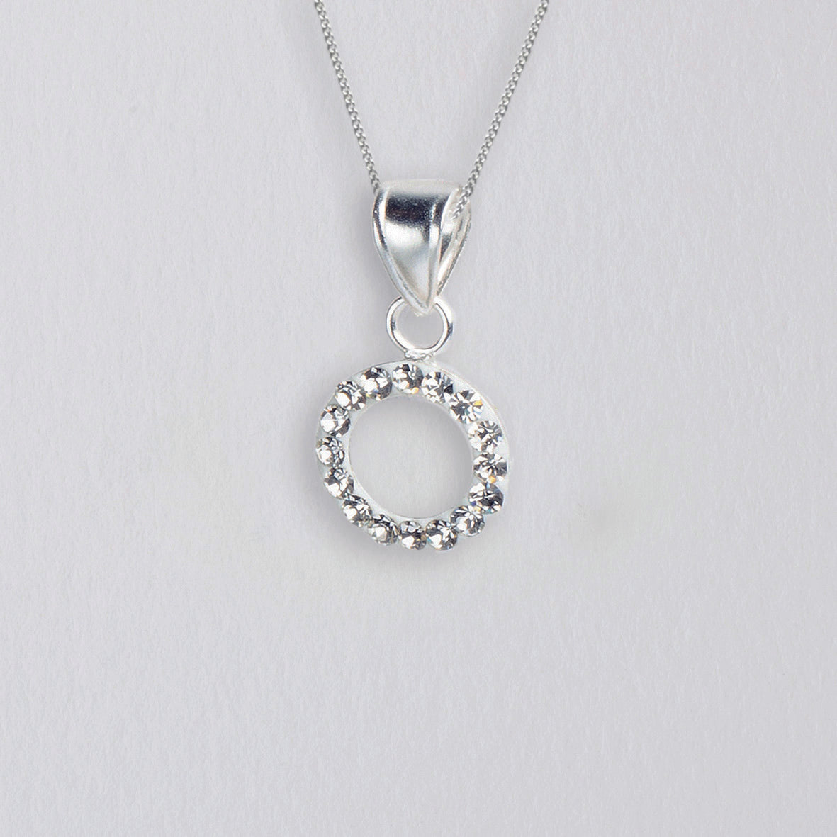 Sterling Silver Jewelled Ring Pendant Necklace