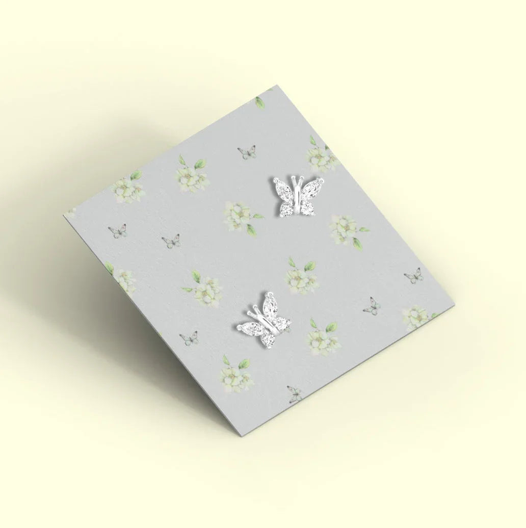 Orecchino a perno in argento con cristallo di farfalla