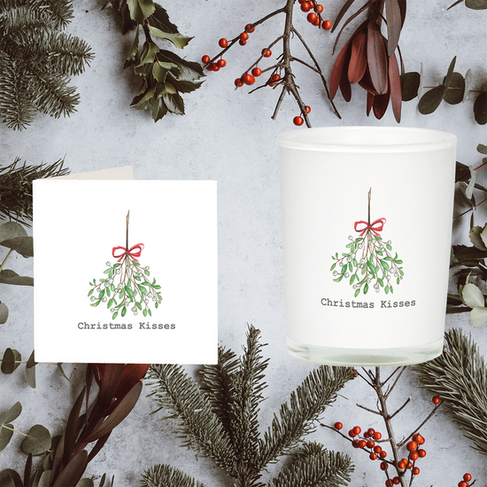 Mistletoe Christmas Candle and Card Set - Perfect Holiday Gift