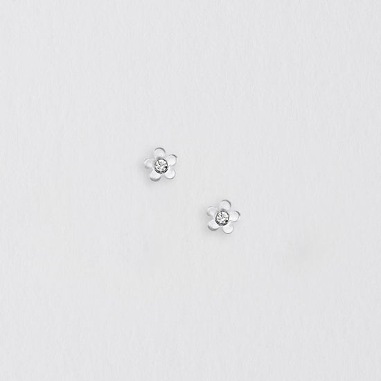 Flower with Crystal Silver Earring Stud Earrings Crumble and Core   