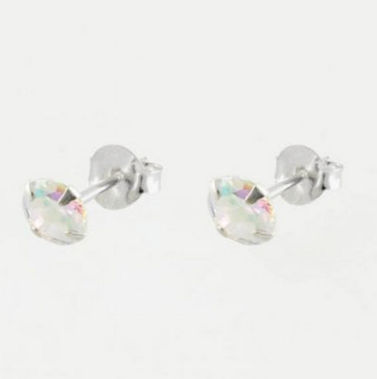 Crystal Rainbow Silver Ear Stud Earrings Crumble and Core   