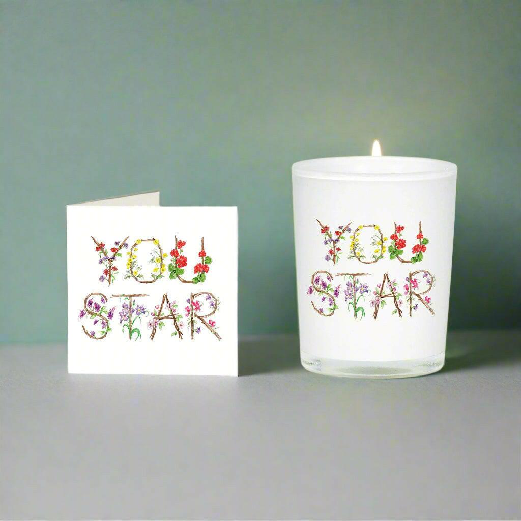 Star Boxed Candle and Card - The Perfect Gift to say Congratulations or Thank You - Crumble and Core