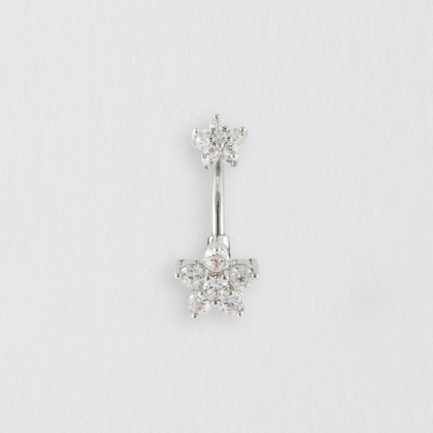 Surgical Steel Crystal Flower Belly Bar Jewelry Crumble and Core   