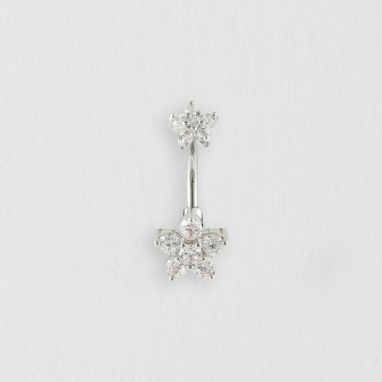 Surgical Steel Crystal Flower Belly Bar Jewelry Crumble and Core   