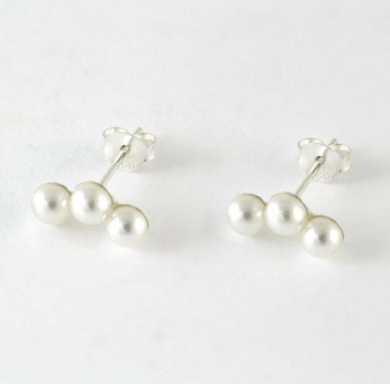 Pearl Triple Crawler Silver Ear Stud  Crumble and Core   