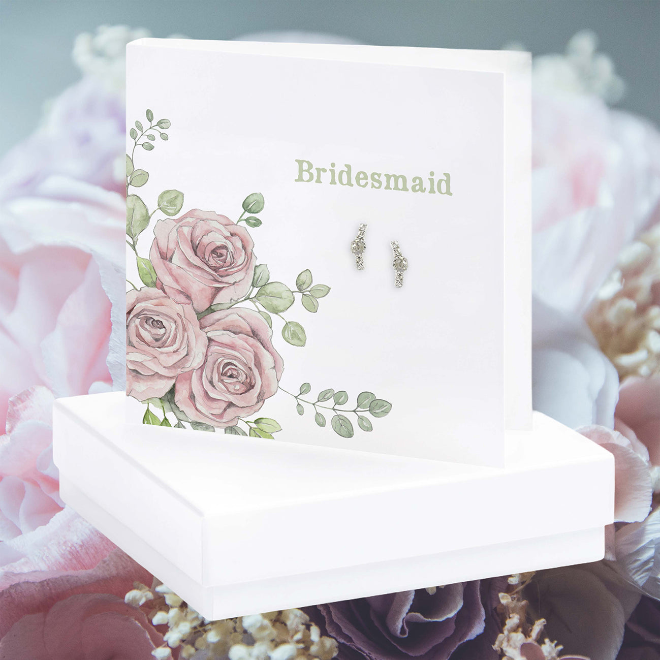 Boxed Rose Bridesmaid Necklace & Earring Set Card