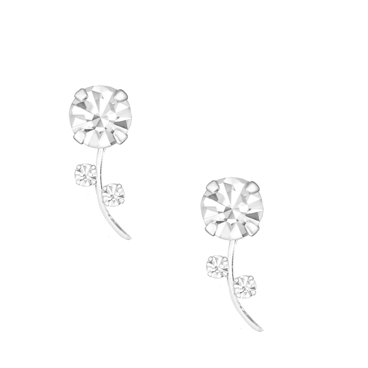 Silver Cubic Zirconia Earrings – Elegant Floral Rose Hypoallergenic Studs - Crumble and Core