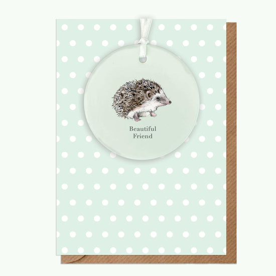 A6 Greeting Card with Ceramic Keepsake - Hedgehog Beautiful Friend Greeting & Note Cards Crumble and Core   