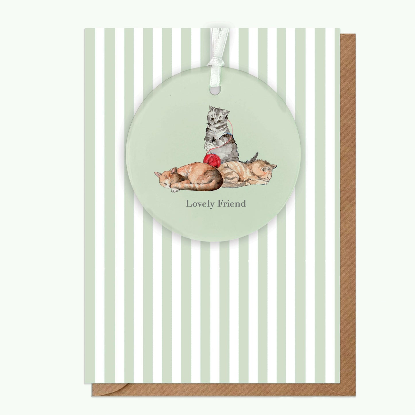 A6 Greeting Card with Ceramic Keepsake - Cats Lovely Friend Greeting & Note Cards Crumble and Core   