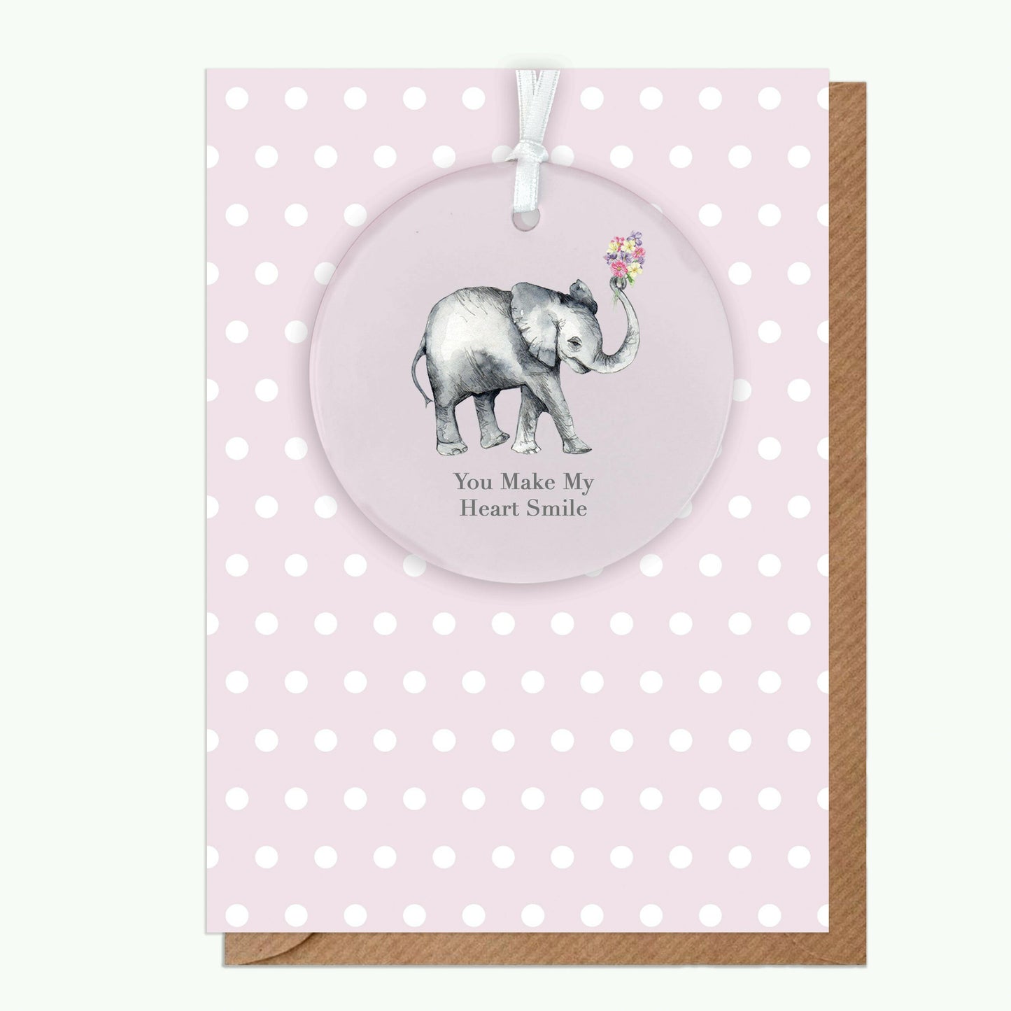 A6 Greeting Card with Ceramic Keepsake - Elephant Smile Greeting & Note Cards Crumble and Core   