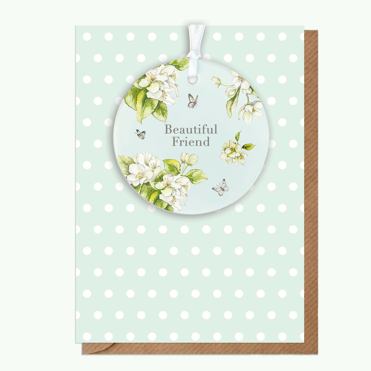 A6 Greeting Card with Ceramic Keepsake - Blossom Blue Beautiful Friend Greeting & Note Cards Crumble and Core   