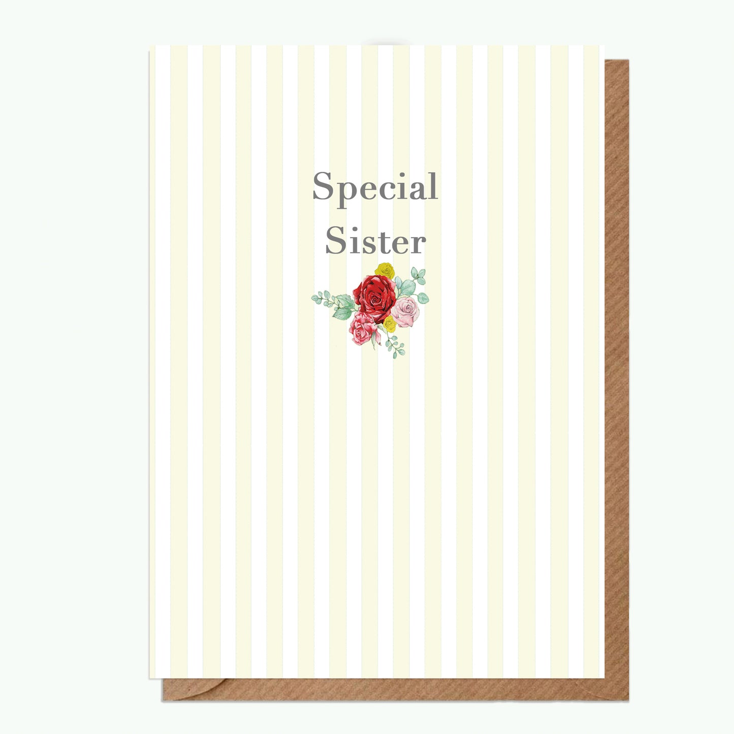 A6 Greeting Card with Ceramic Keepsake - Rose Green Sister