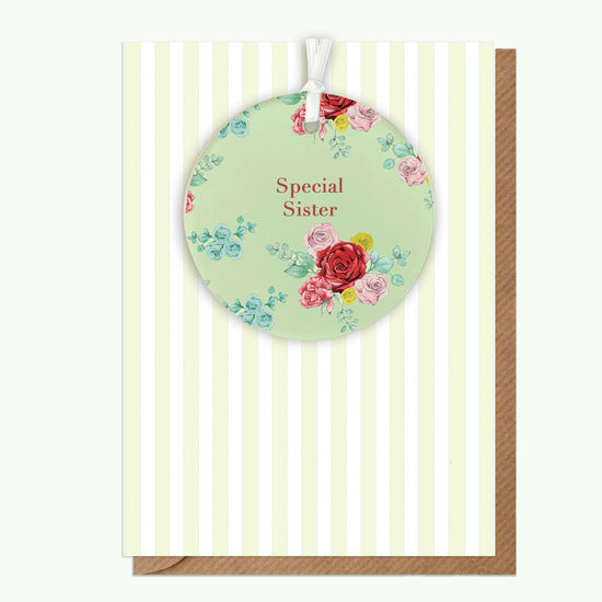 A6 Greeting Card with Ceramic Keepsake - Rose Green Sister Greeting & Note Cards Crumble and Core   