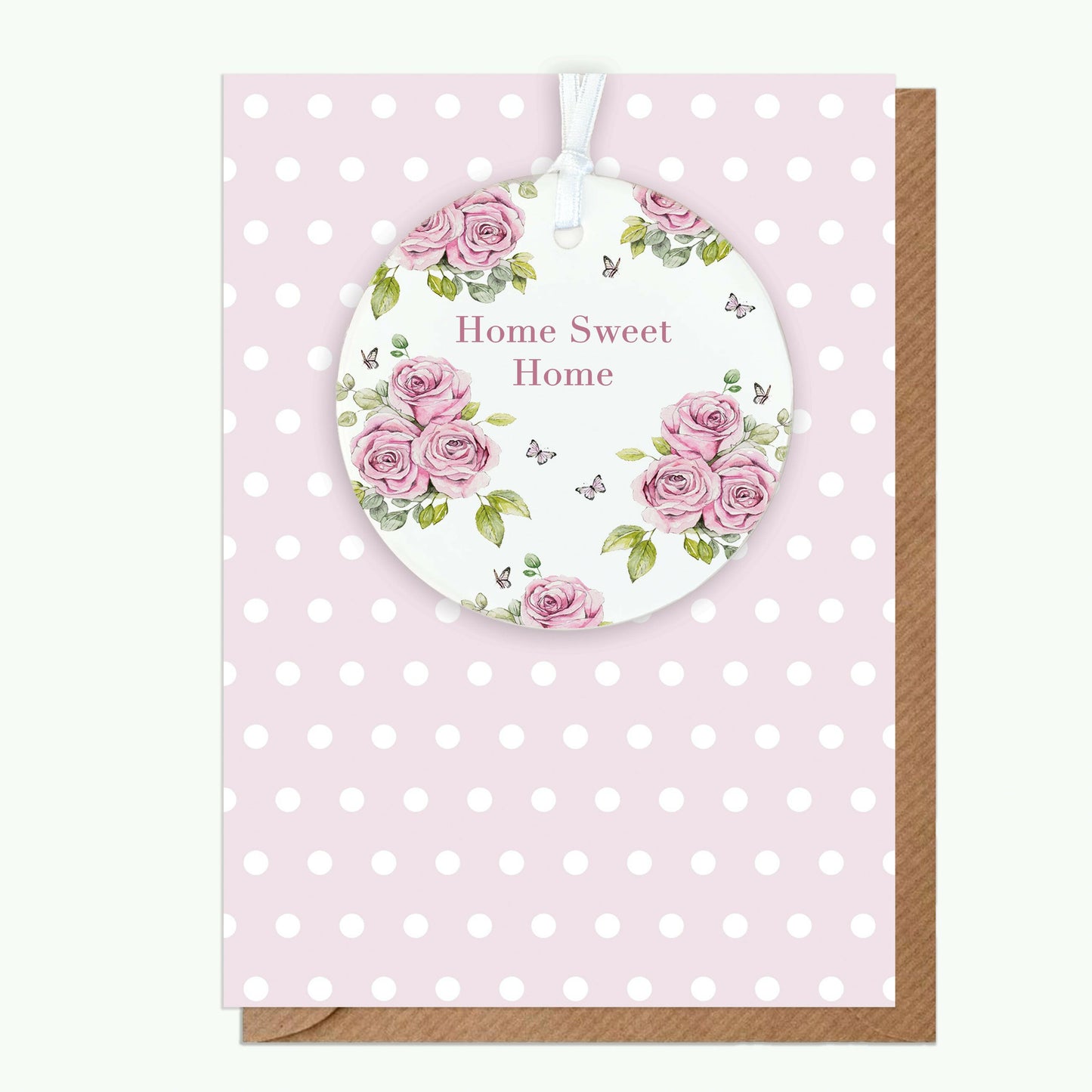 A6 Greeting Card with Ceramic Keepsake - Rose Cream Home Sweet Home Greeting & Note Cards Crumble and Core   