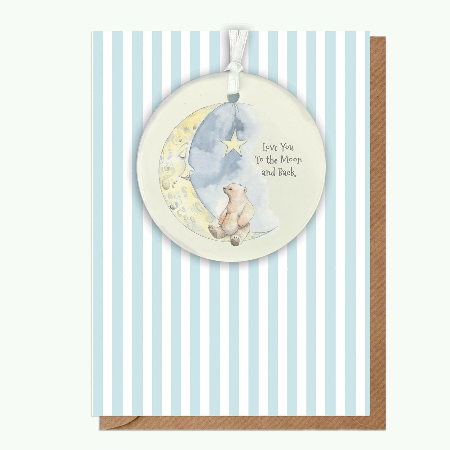 A6 Greeting Card with Ceramic Keepsake - Bear and Moon Greeting & Note Cards Crumble and Core   