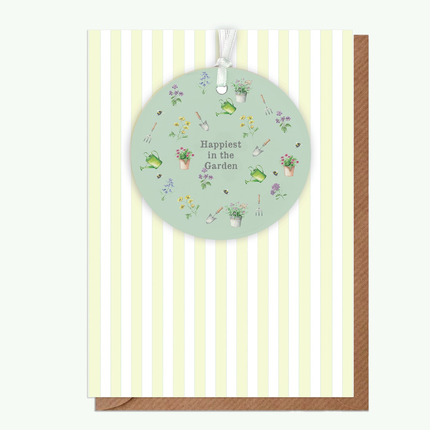 A6 Greeting Card with Ceramic Keepsake - Happiest in the Garden