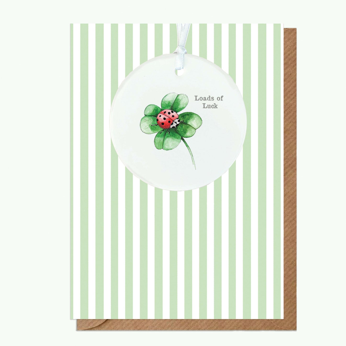 A6 Greeting Card with Ceramic Keepsake - Ladybird Good Luck Greeting & Note Cards Crumble and Core   