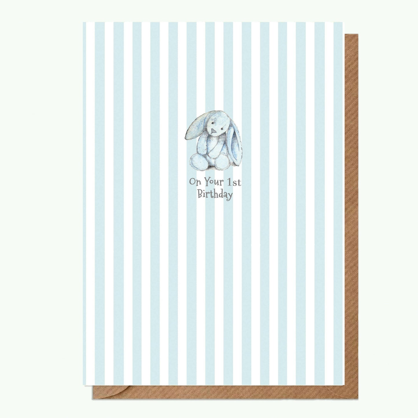 A6 Greeting Card with Ceramic Keepsake - Baby 1st Birthday Boy Bunny Greeting & Note Cards Crumble and Core   