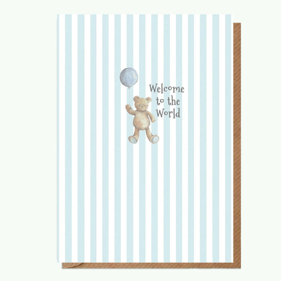 A6 Greeting Card with Ceramic Keepsake - Baby 1st Birthday Boy Teddy & Balloon Greeting & Note Cards Crumble and Core   