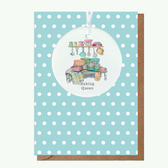 A6 Greeting Card with Ceramic Keepsake - Baking Queen Greeting & Note Cards Crumble and Core   