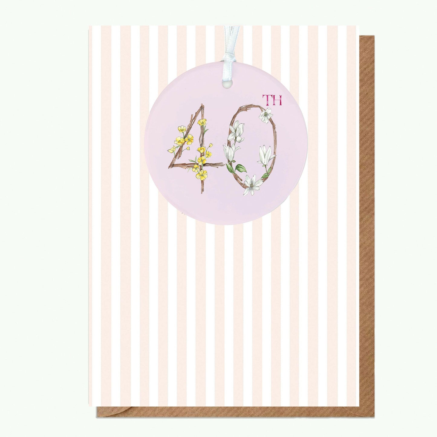 A6 Greeting Card with Ceramic Keepsake - 40th Greeting & Note Cards Crumble and Core   