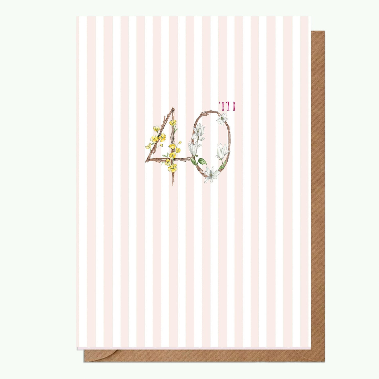 A6 Greeting Card with Ceramic Keepsake - 40th Greeting & Note Cards Crumble and Core   