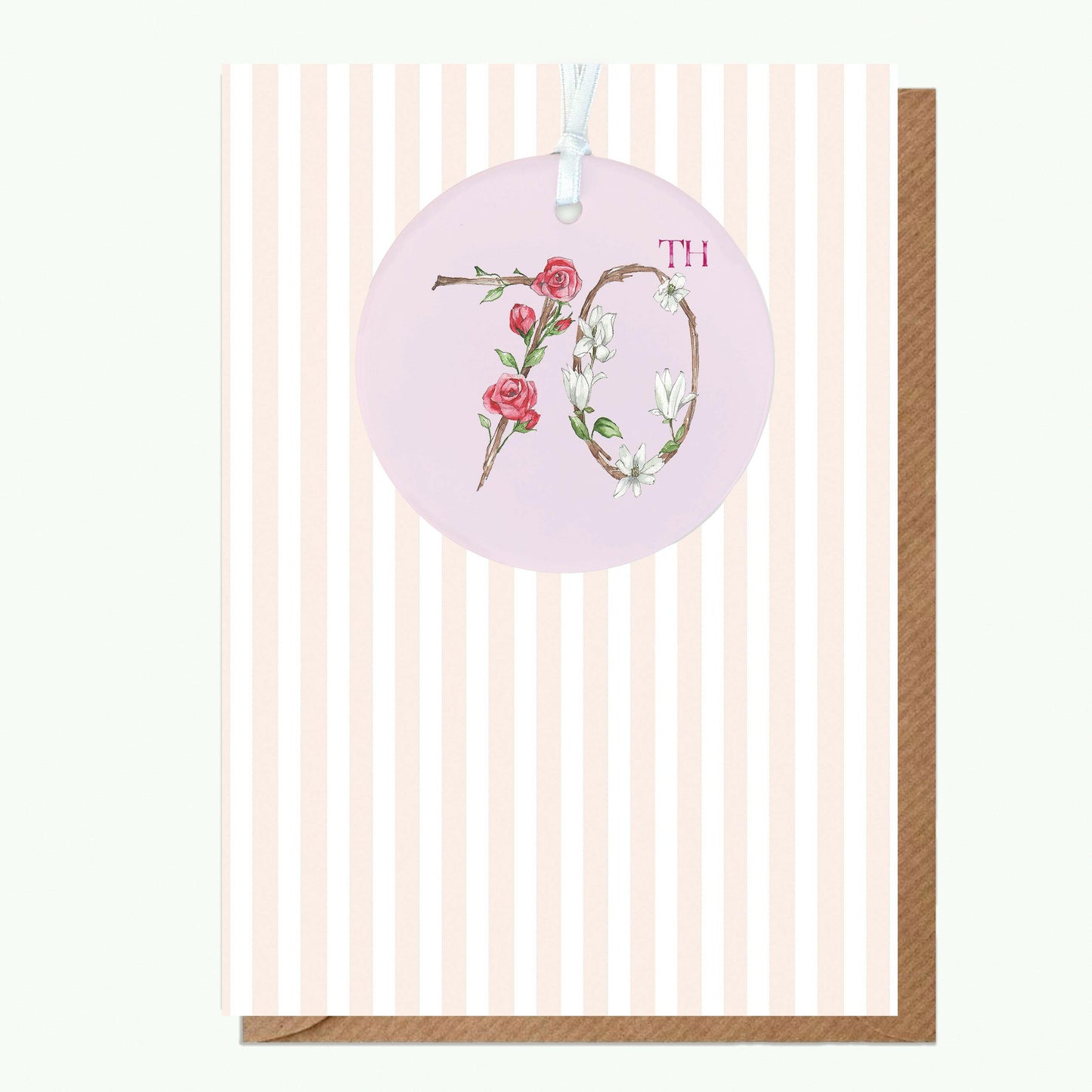 A6 Greeting Card with Ceramic Keepsake - 70th Greeting & Note Cards Crumble and Core   