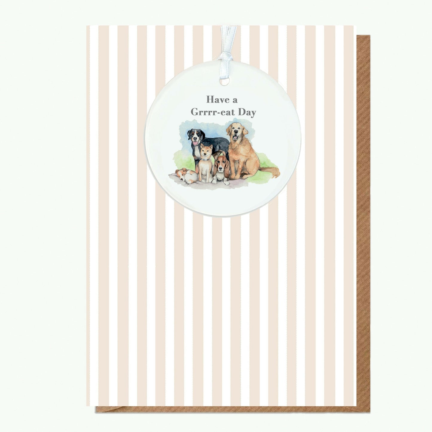 A6 Greeting Card with Ceramic Keepsake - Dogs Happy Birthday Greeting & Note Cards Crumble and Core   