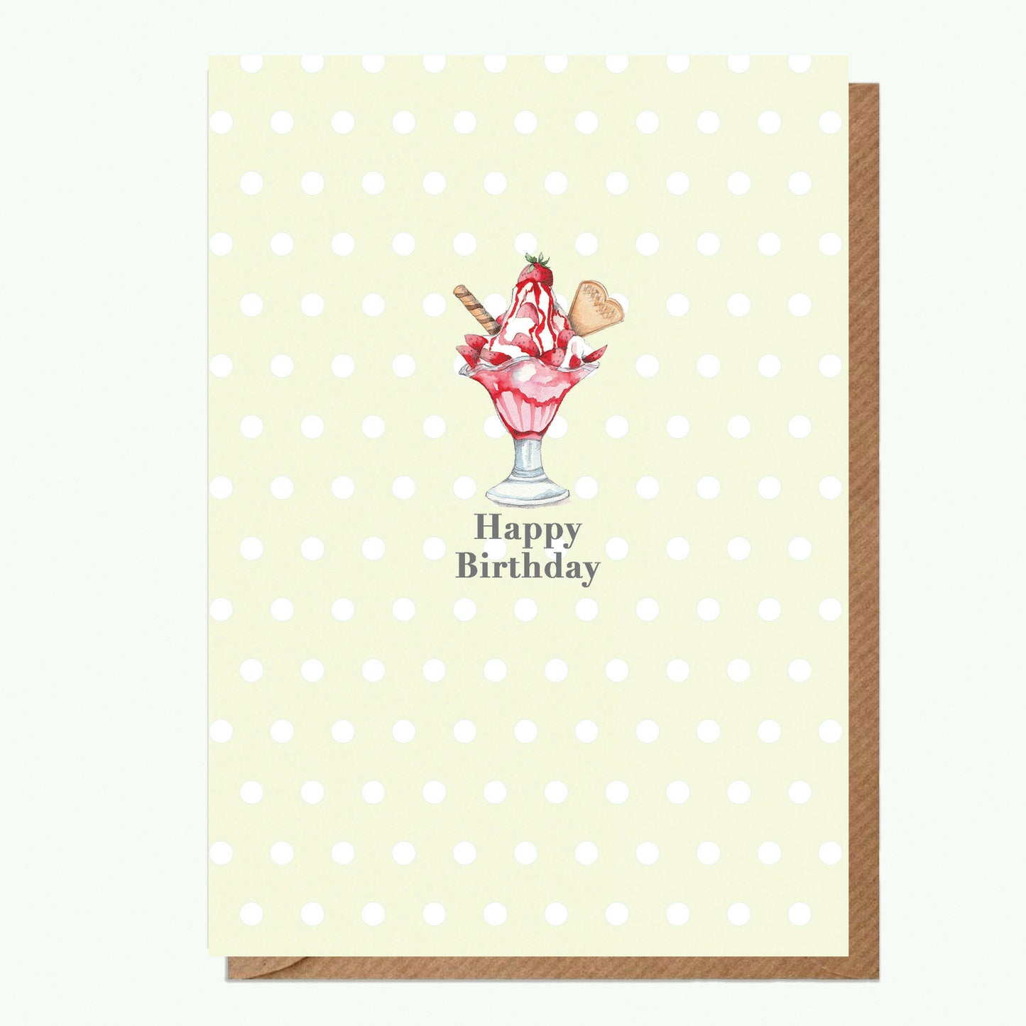 A6 Greeting Card with Ceramic Keepsake - Strawberry Sundae Happy Birthday Greeting & Note Cards Crumble and Core   