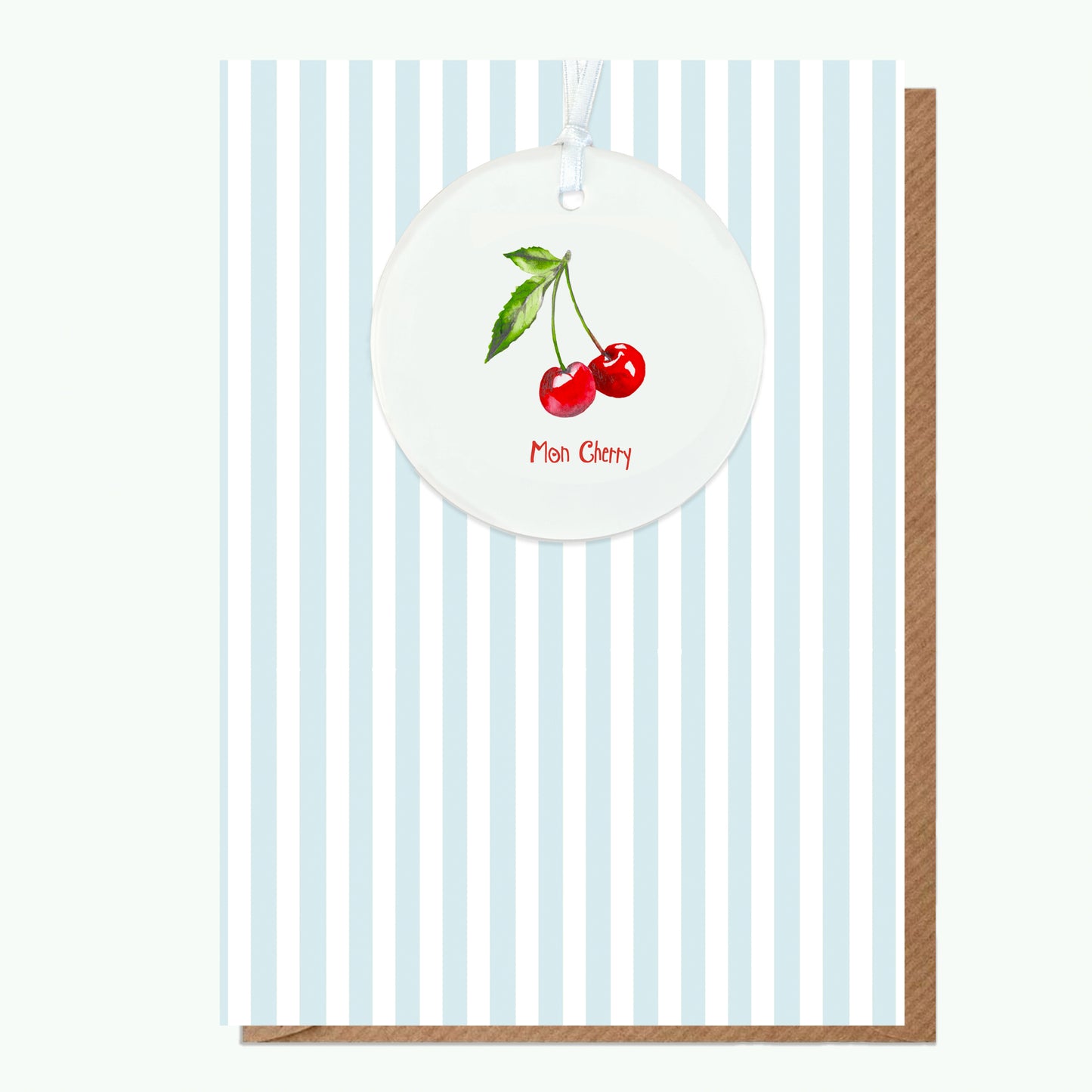 Mon Cherry A6 Greeting Card with matching Ceramic Keepsake - Perfect for Special Loved ones and Friends