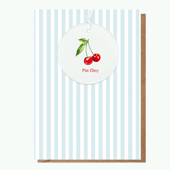 Mon Cherry A6 Greeting Card with matching Ceramic Keepsake - Perfect for Special Loved ones and Friends