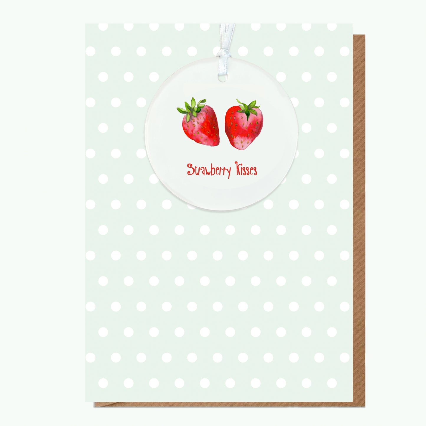 Strawberry Kisses A6 Greeting Card with Ceramic Keepsake - Perfect for Celebrating Love and Friendship