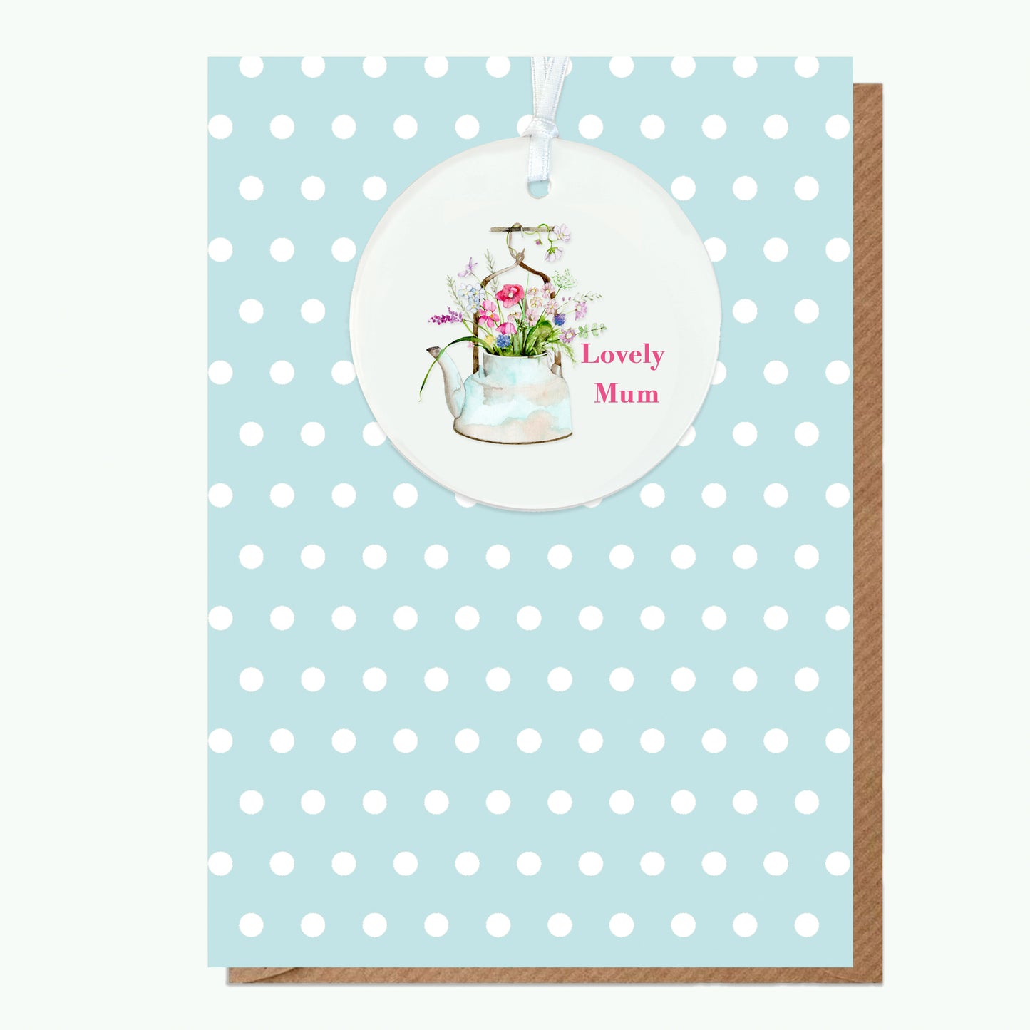 A6 Greeting Card with Ceramic Keepsake - Kettle Lovely Mum