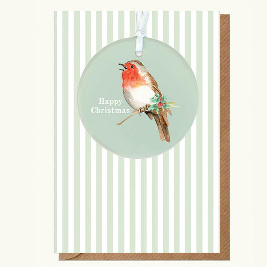 A6 Greeting Card with Ceramic Keepsake -Christmas Robin Greeting & Note Cards Crumble and Core   