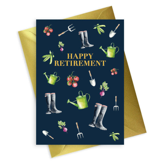 Navy A6 Foiled Greeting Card Garden Retirement Greeting & Note Cards Crumble and Core   