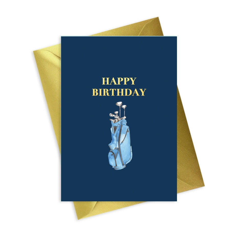 Navy A6 Foiled Greeting Card Golf Happy Birthday Greeting & Note Cards Crumble and Core   